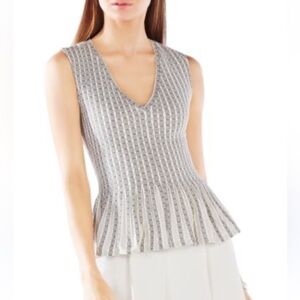 BCBGMAXAZRIA Haily Pleated Striped Jacquard Top